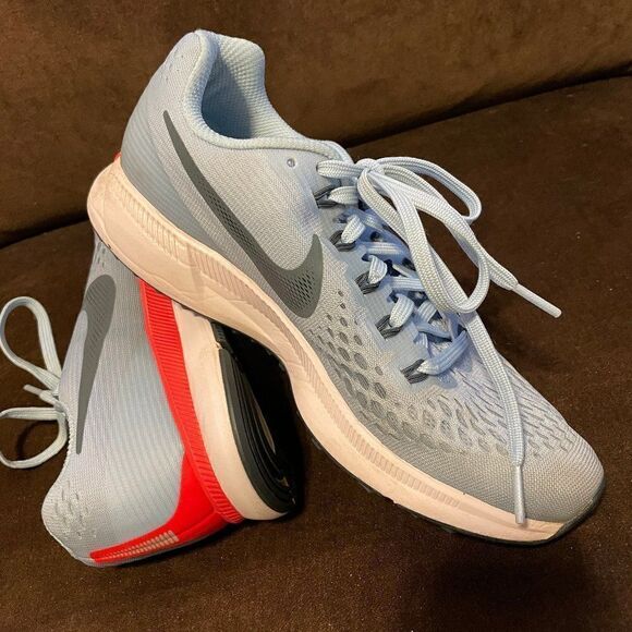 XLNT NIKE Air Zoom Pegasus 34 Ice Blue Crimson Womens 7 US 38 EUR running shoes - Picture 6 of 11